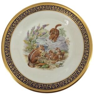 Vintage 1976 Lenox Boehm Woodland Wildlife Eastern Chipmunks Plate 10.5"